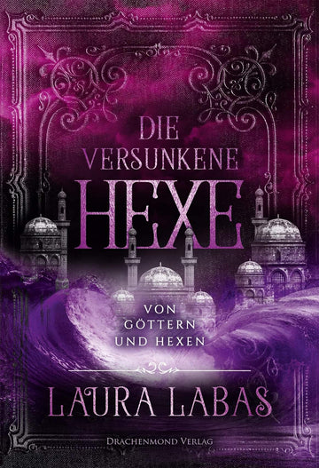 Das dunkellila-lila Cover zeigt am unteren Rand Kuppeldächer eines Palastes, darüber einen Strudel aus Wolken und einer großen Feder, vor dem der Reihentitel zu sehen ist. Im oberen Bereich befindet sich ein Zierrahmen, in dem mittig der Titel steht.